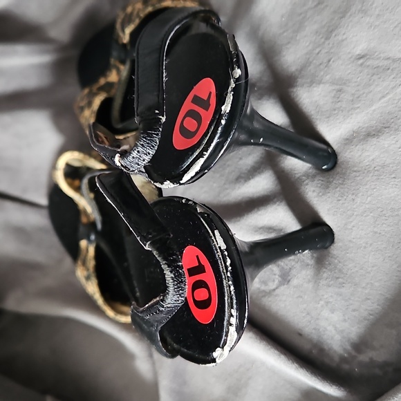 Black And Cheetah Print Nine West Heels - Picture 4 of 5